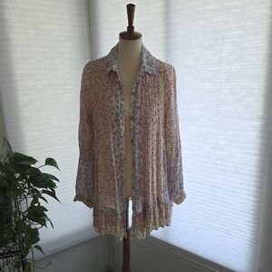 Three Bird Nest Floral Blouse - Pink and Blue